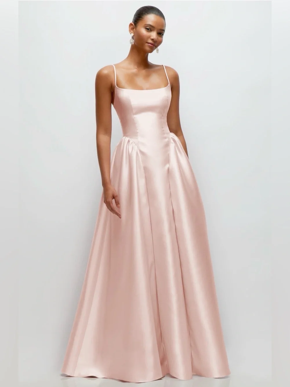 basque waist pink dress Blush Basque Waist Wedding Dress with Lace Corset and Silk Flowers